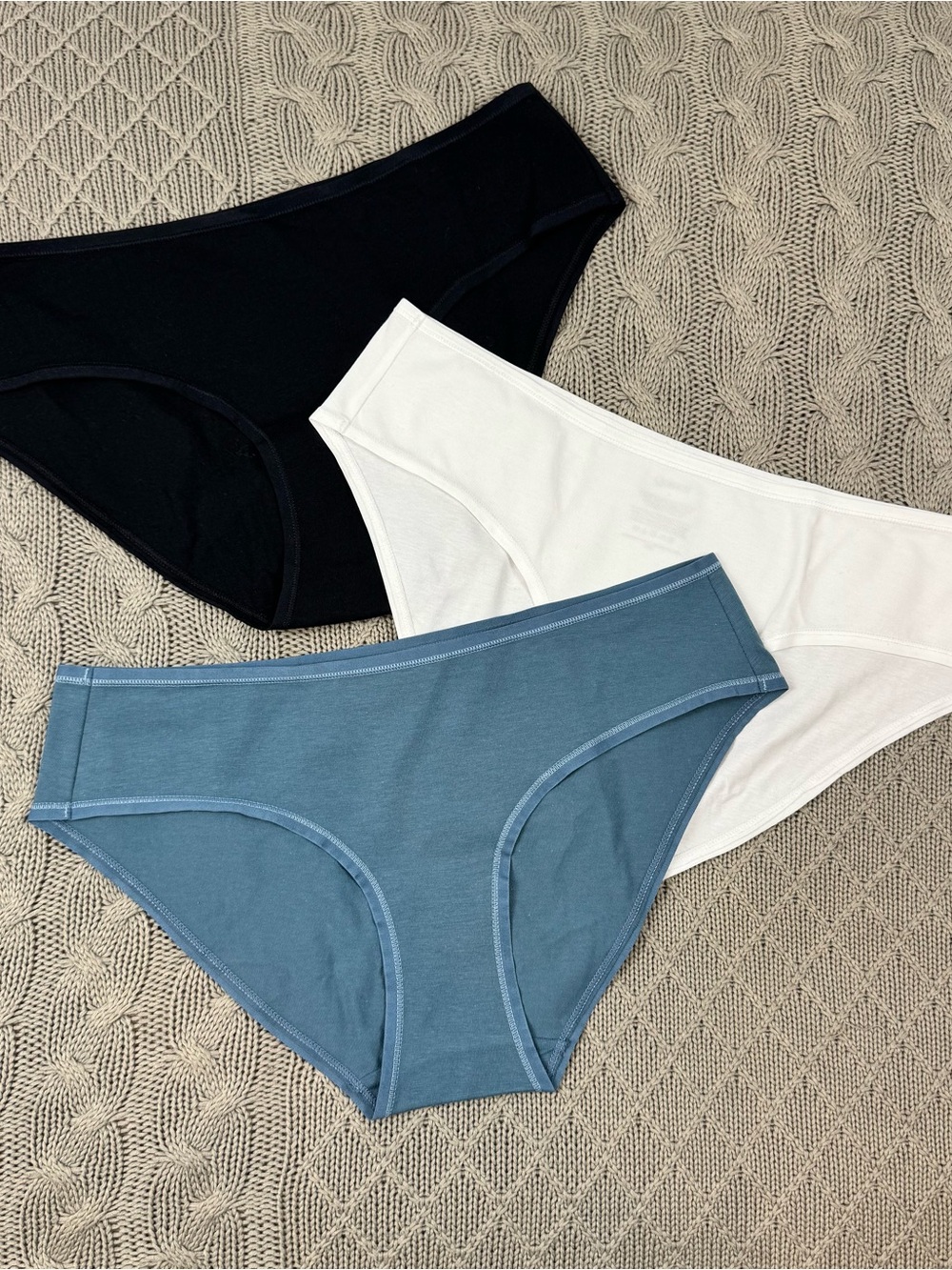 Quince 3-Pack/Bundle Bikini Briefs in Blue, Black, and White ~ Small